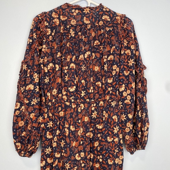 Ulla Johnson Delphine Floral Ruffle Jumpsuit Navy Blue Multi Color Floral Size 4 - Picture 12 of 13